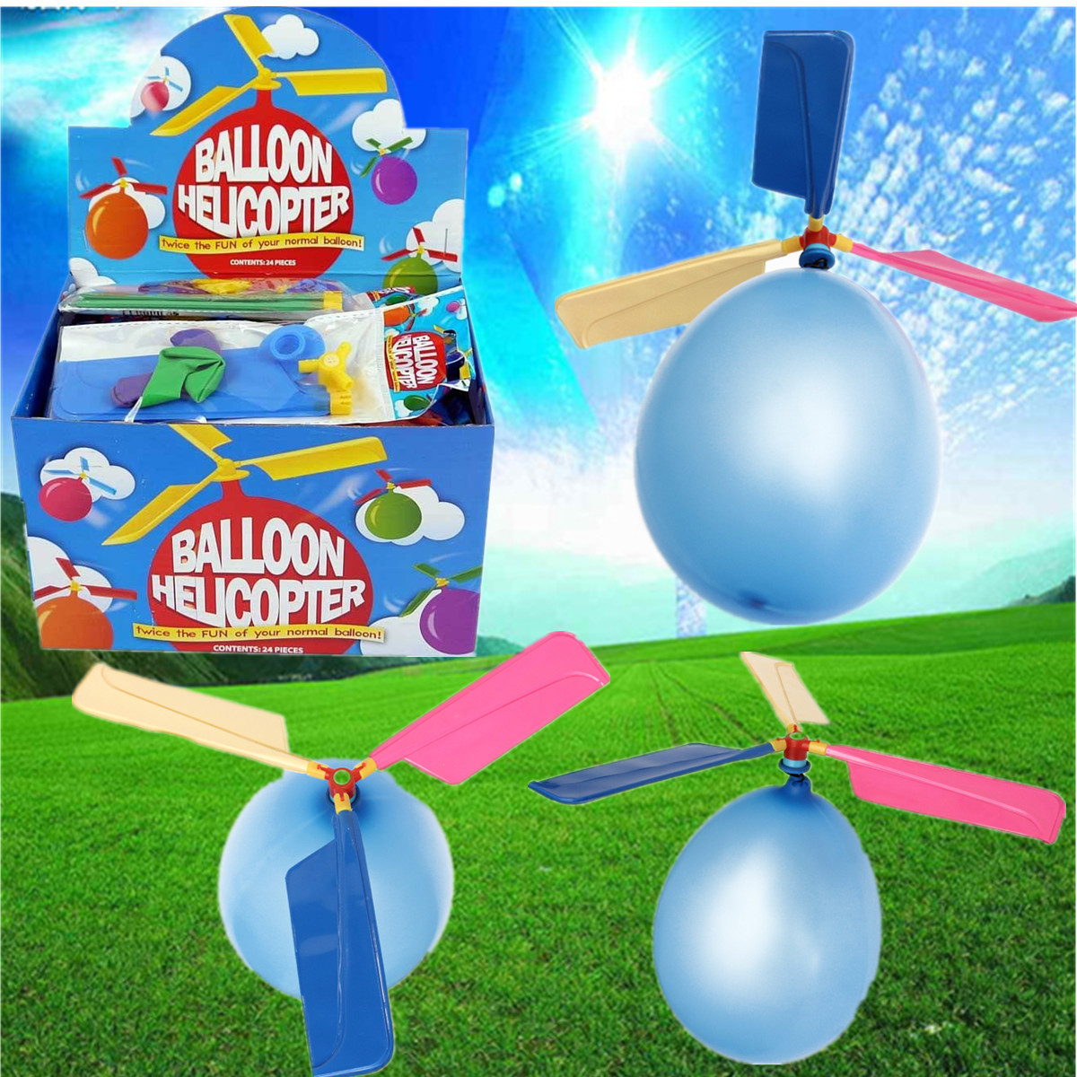 5Pcs Colorful Traditional Classic Balloon Helicopter Portable Flying Toy - Photo: 1