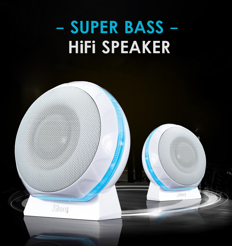 3.5mm+USB Dual HiFi Stereo Bass Desktop Speaker Mini Backlit Sound Box 6