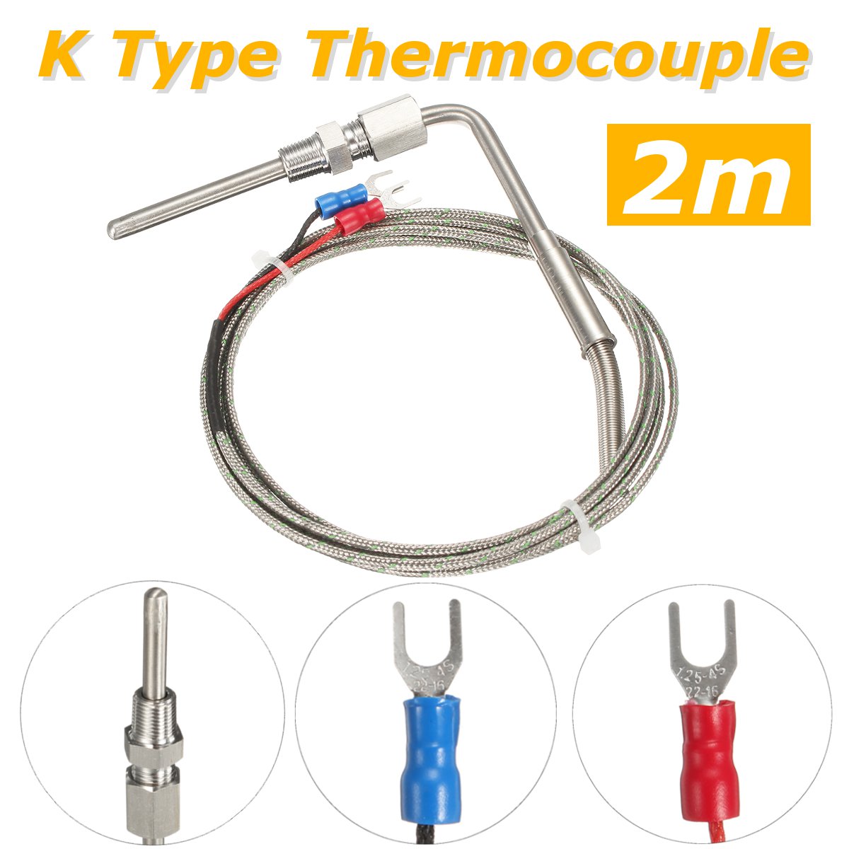 2M EGT K Type Thermocouple Exhaust Probe High Temperature Sensors Threads N