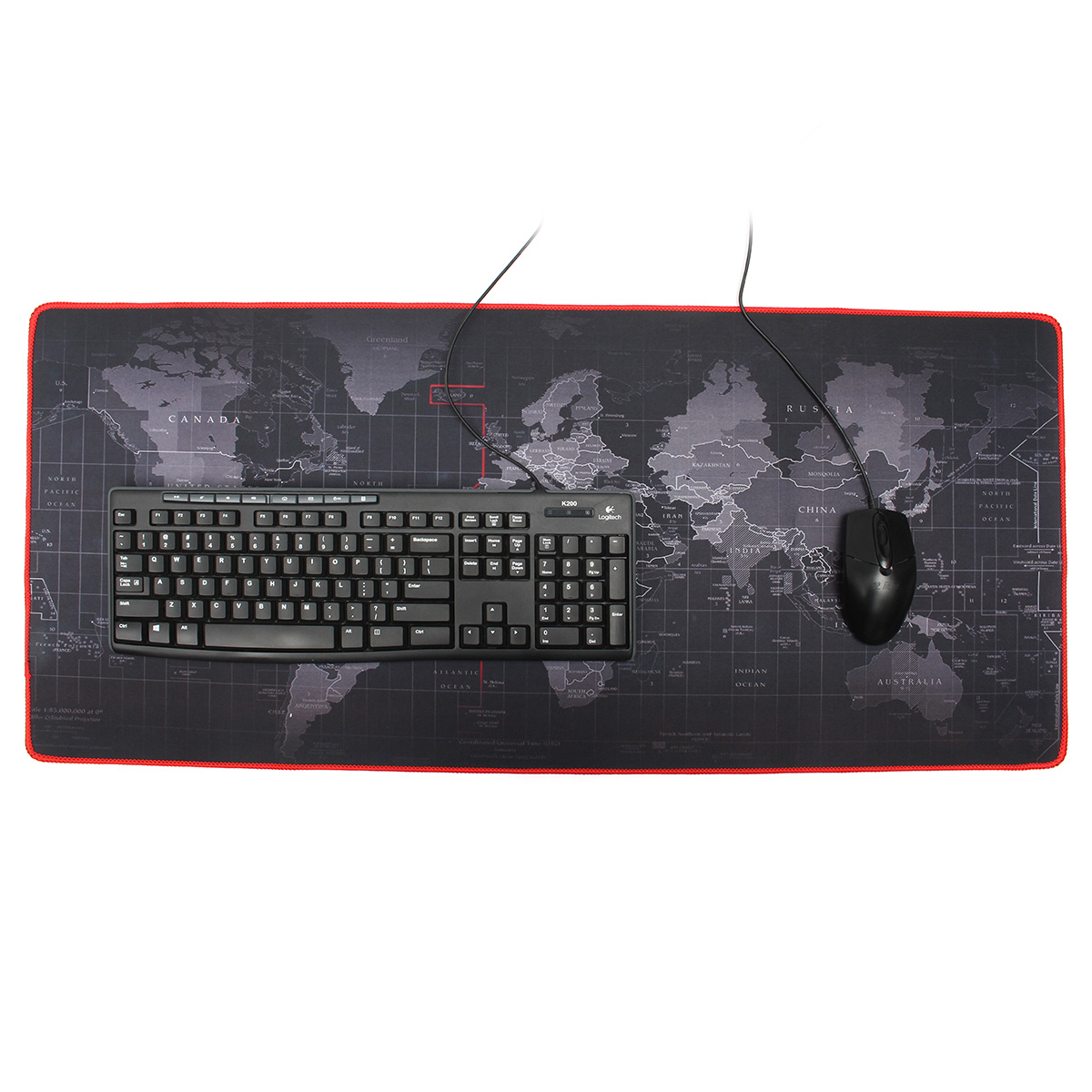 2mm Large Non-Slip World Map Game Mouse Pad Mat with Red Hem For PC Laptop Computer Keyboard 11