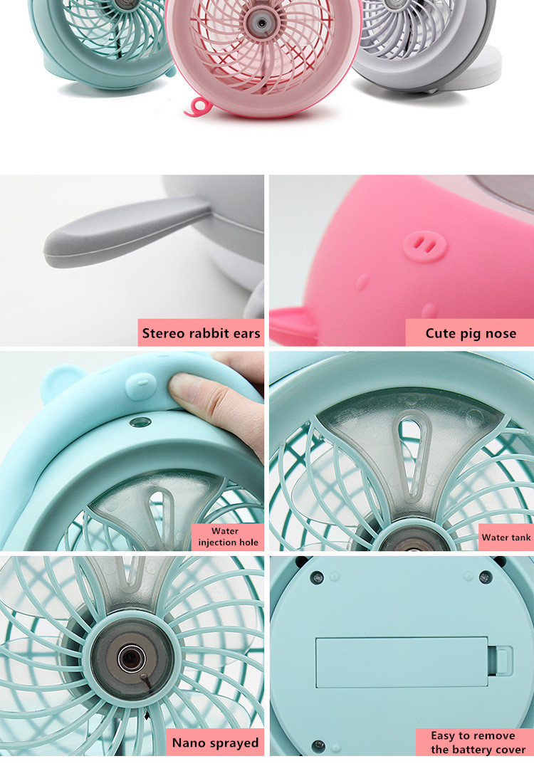 Honana DX-F1 Portable Mini USB Misting Fan Water Spray Fan Rechargeable Personal Cooling Mist Humidifier Fan 38
