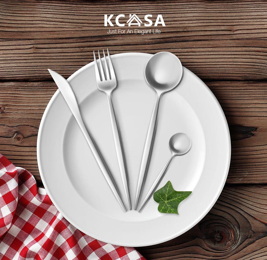 KCASA KC-FL12 4 шт из нержавеющей стали для волочения проволоки Flatware Набор столовых приборов матовая посуда Посуда 