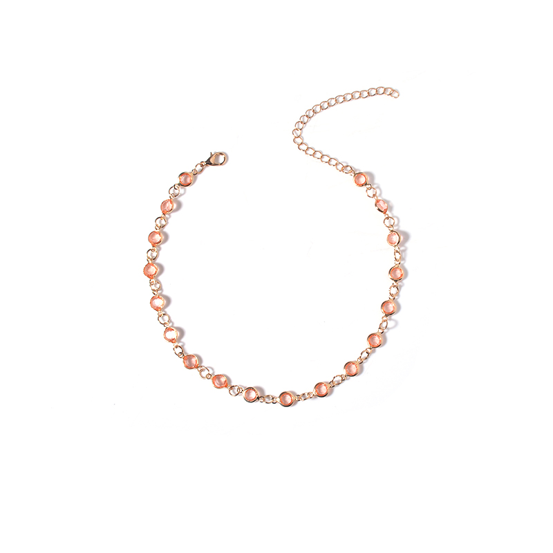 Simple Pink Crystal Choker Necklace For Women