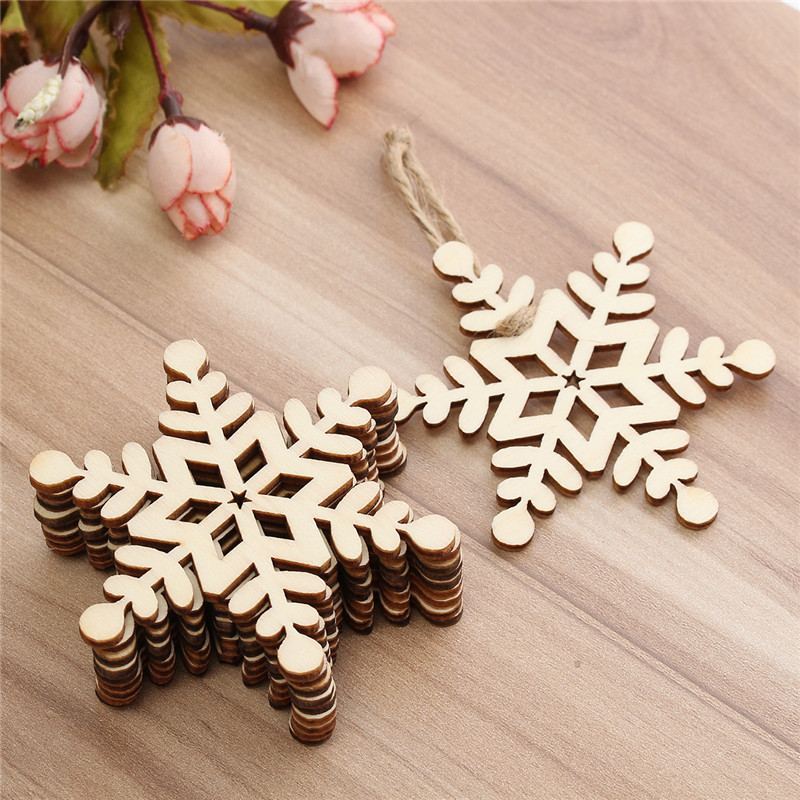 10PCS Wood Snowflake Leaf-Shaped Christmas Tree Hanging Ornament Decoration - Photo: 11