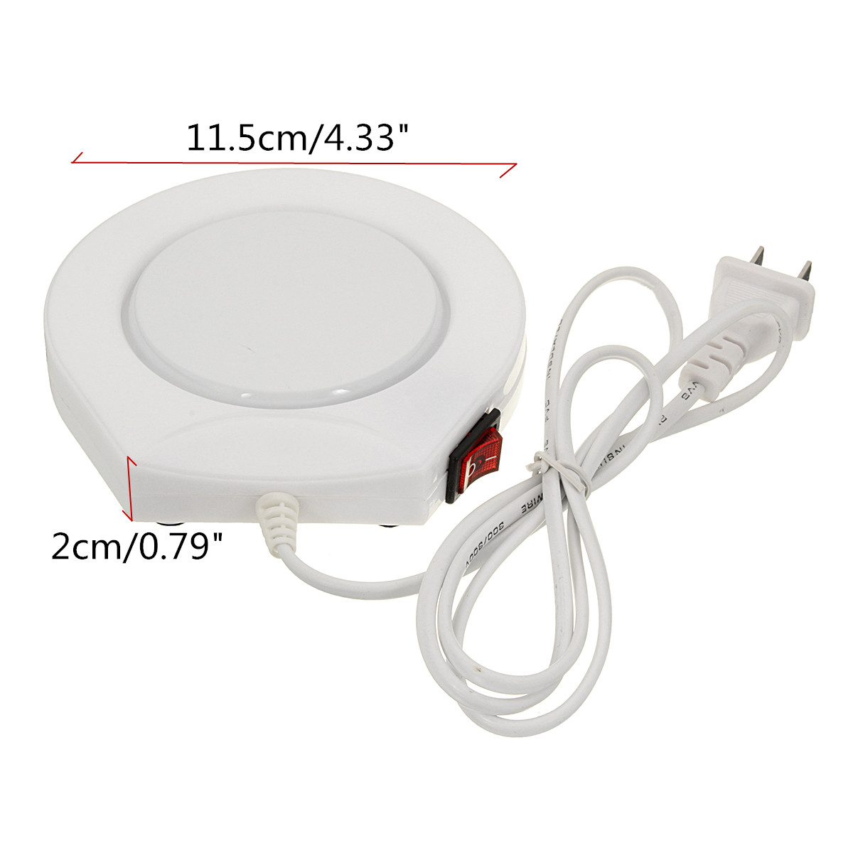 220v White Electric Powered Cup Warmer Heater Pad Coffee Tea Milk Mug US Plug 11