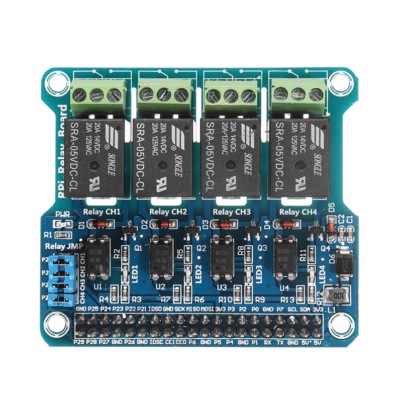 4 Channel 5A 250V AC/30V DC Compatible 40Pin Relay Board For Raspberry Pi A+/B+/2B/3B 14