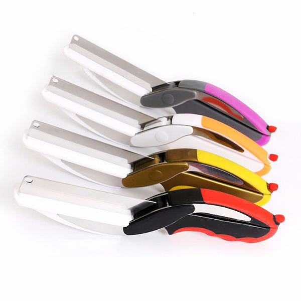 

Colorful Clever Cutter 2 In1 Vegetable Food Scissor And Cutting Board Stainless Steel Cutter Knife