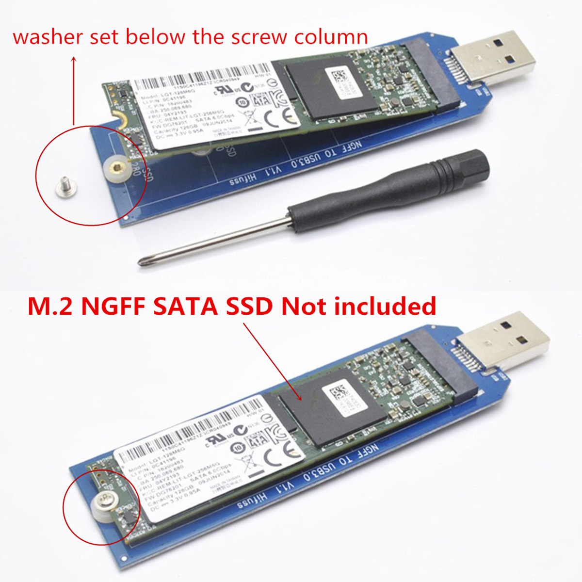 M.2 NGFF SSD SATA to USB 3.0 Converter Adapter External Enclosure Mobile SSD Case 126