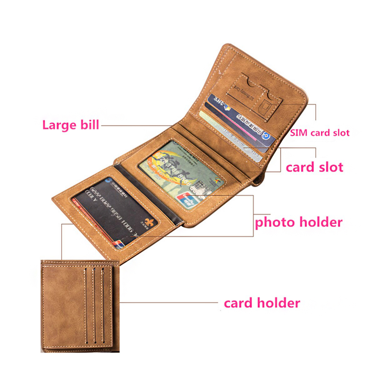 IPRee® Men's Vintage RFID Blocking Trifold Wallet PU Leather ID Credit Card Holder 16