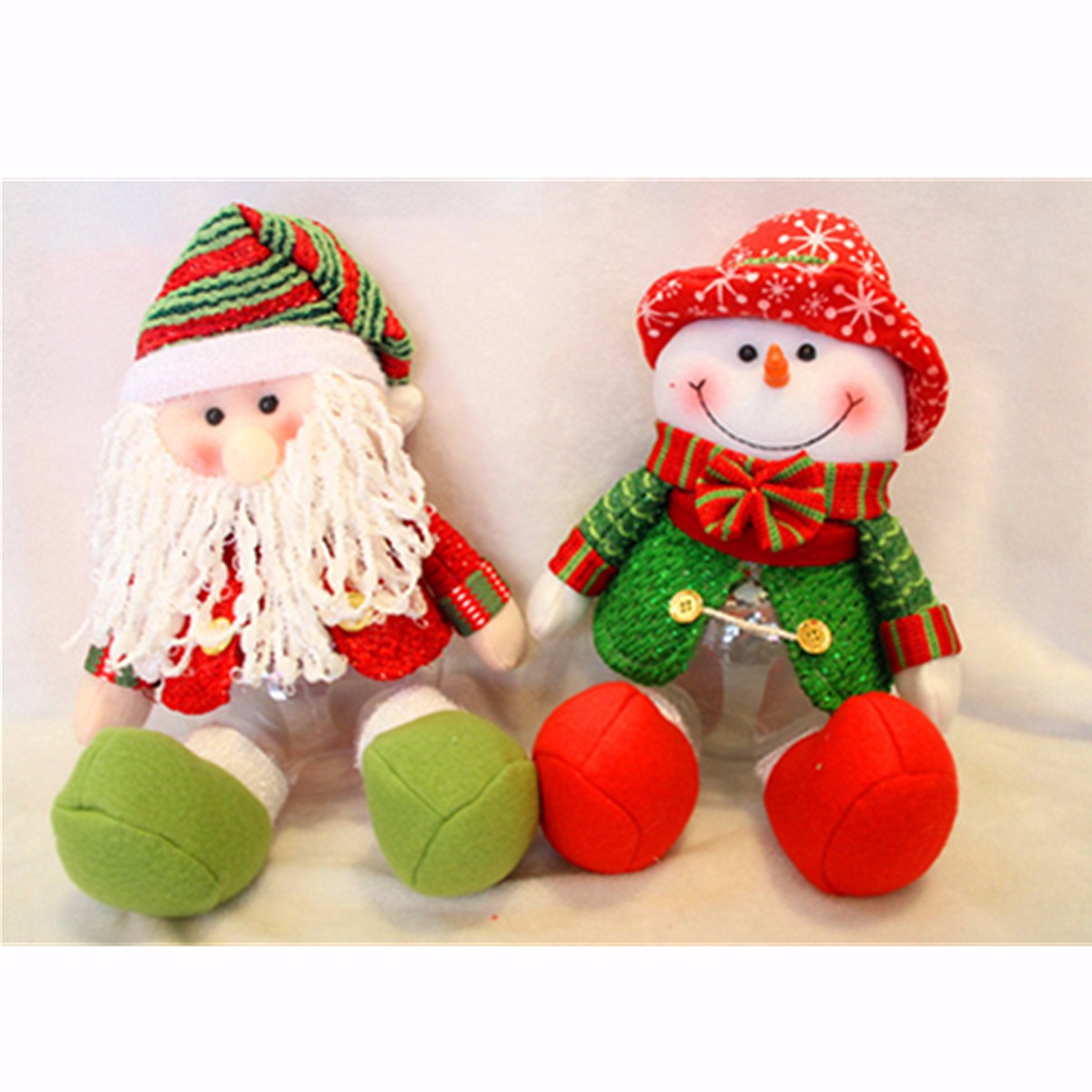 Lovely Snowman Santa Claus Candy Round Jar Bottle Christmas Kid Toy Doll Gift Decor - Photo: 2