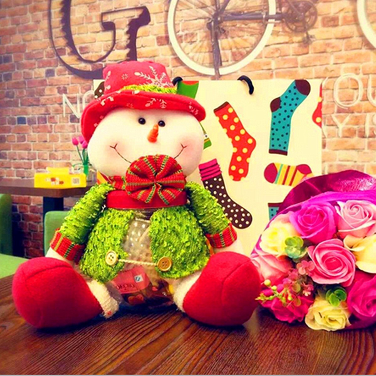 Lovely Snowman Santa Claus Candy Round Jar Bottle Christmas Kid Toy Doll Gift Decor - Photo: 1