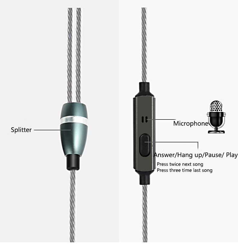 3.5mm Stereo Audio In-Ear Wire-Control Metal Earphone With Microphone Mic for Computer Game 8