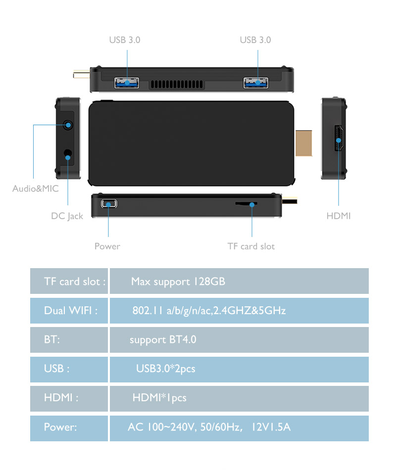BBen MN10 Mini PC Genuine Activation Win10 Apollo Lake N3350 Dual-Core Processor 3GB Ram 64GB Emmc 12