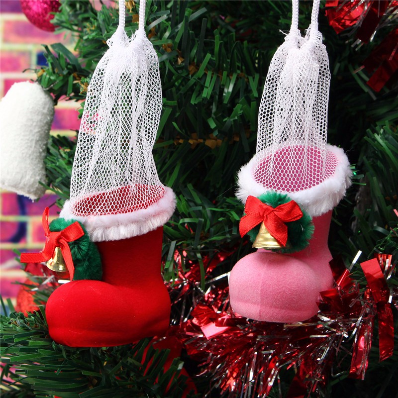 Xmas Santa Boot Shoes Stocking Christmas Tree Decoration Hanging Candy Gift - Photo: 2