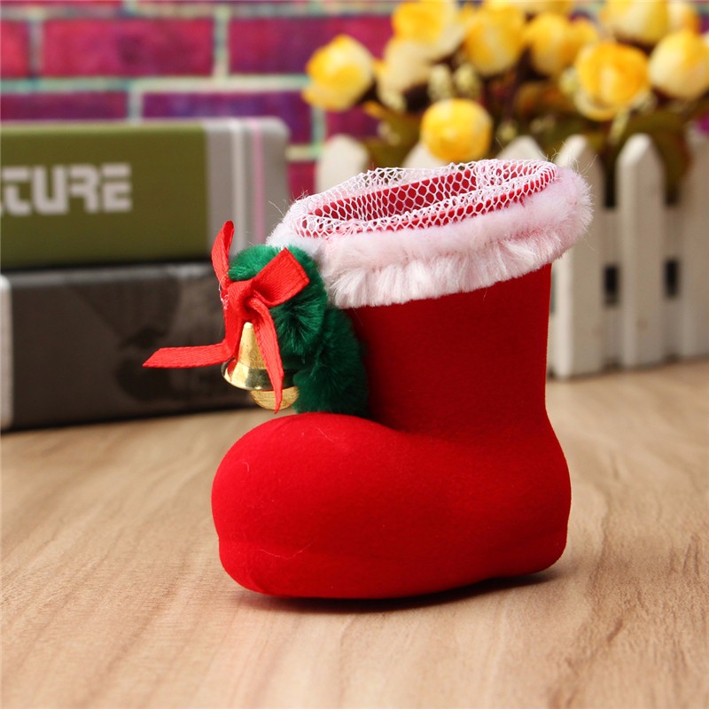 Xmas Santa Boot Shoes Stocking Christmas Tree Decoration Hanging Candy Gift - Photo: 6