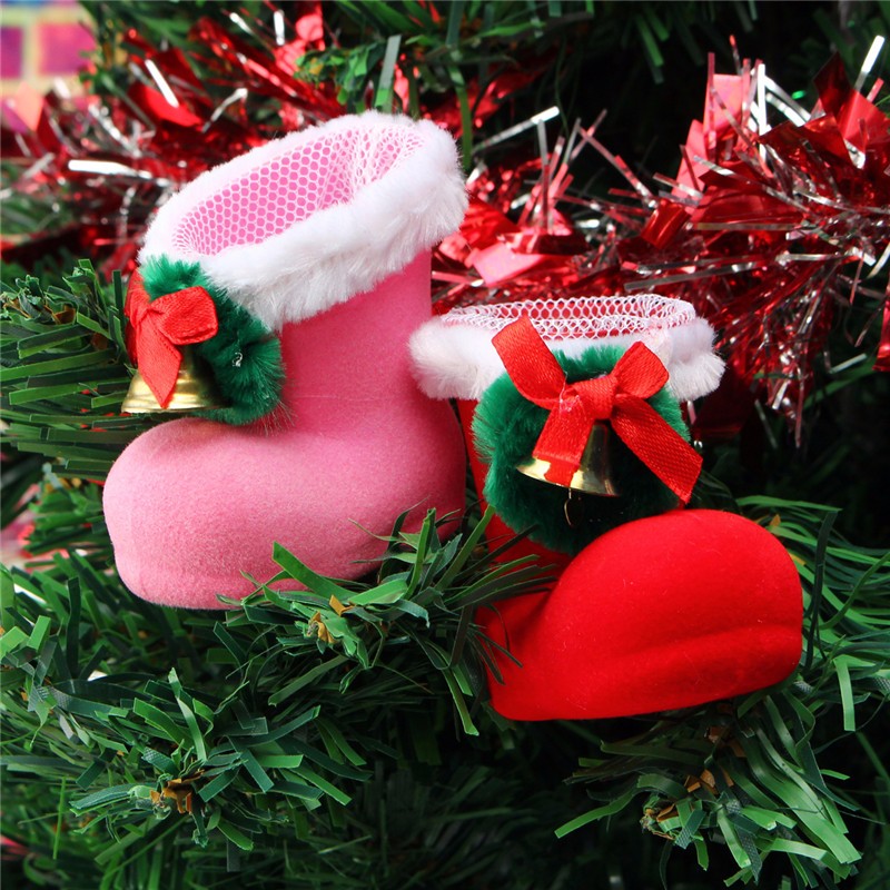 Xmas Santa Boot Shoes Stocking Christmas Tree Decoration Hanging Candy Gift - Photo: 3