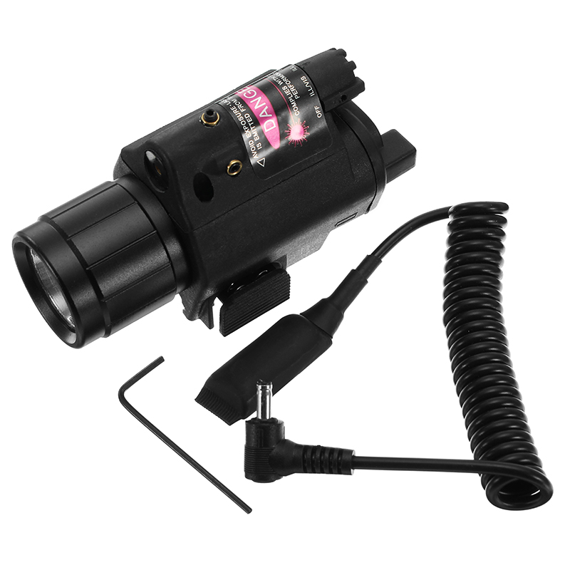 Red Laser Sight Dot Scope 3W LED Flashlight Combo Tactical Picatinny 20mm Rail Mount 19