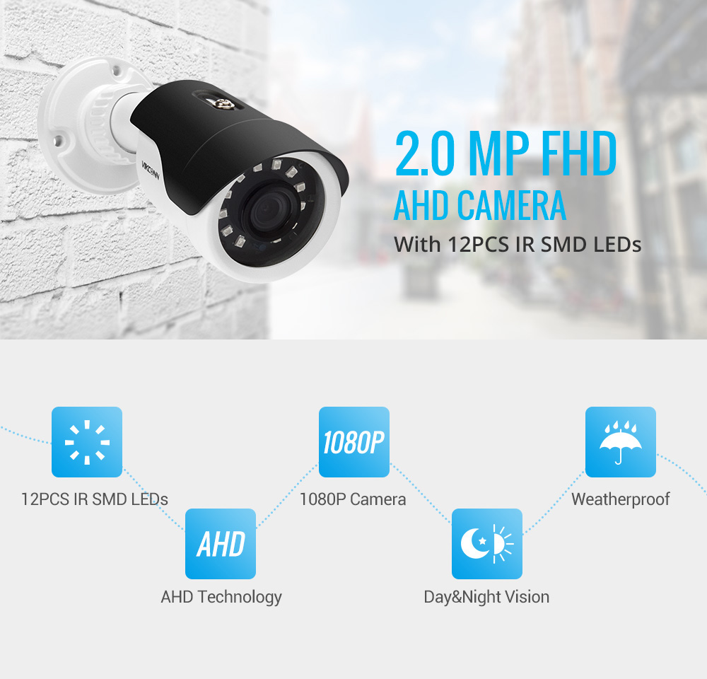 VIKCONN 1080P Full HD Security Camera Video Surveillance Camera 2.0MP Weather Proof Full Metal CCTV Cameras with SMD IR LEDs 7