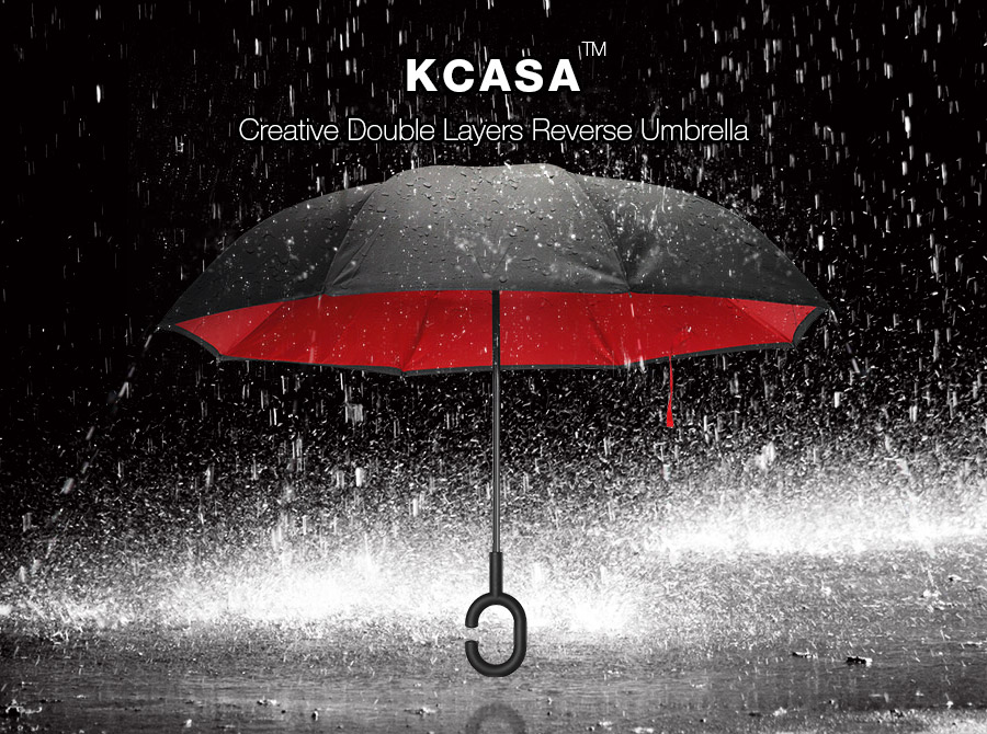 KCASA UB-1 творческий обратный двойной слой зонт складной перевернутой ветрозащитной автомобиль стоя защиты от дождя