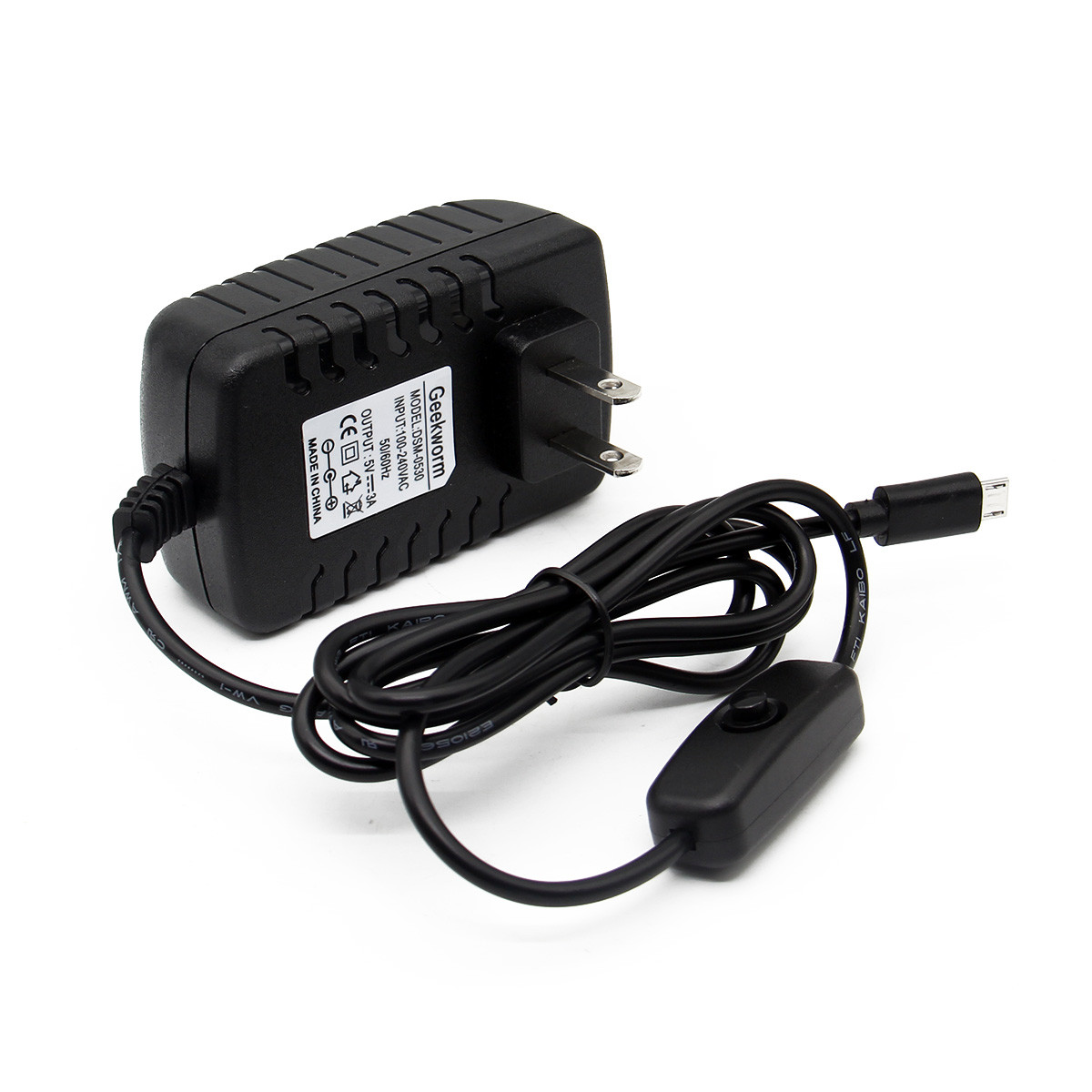 Geekworm US Standard DC 5V 3.0A Power Supply Adapter with Switch For Raspberry Pi 7