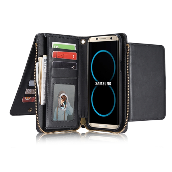 

Bakeey™ Retro Multi-slots Kickstand Detachable Leather Wallet Zipper Case for Samsung Galaxy S8 Plus