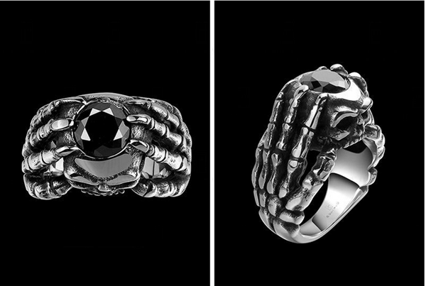 Skull Head Claw Ring, 361L Steel Ring 
