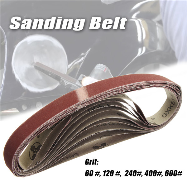 10pcs 15x452mm Sanding Belt 60-600 Grit for M10 Sander Adapter Polishing Machine