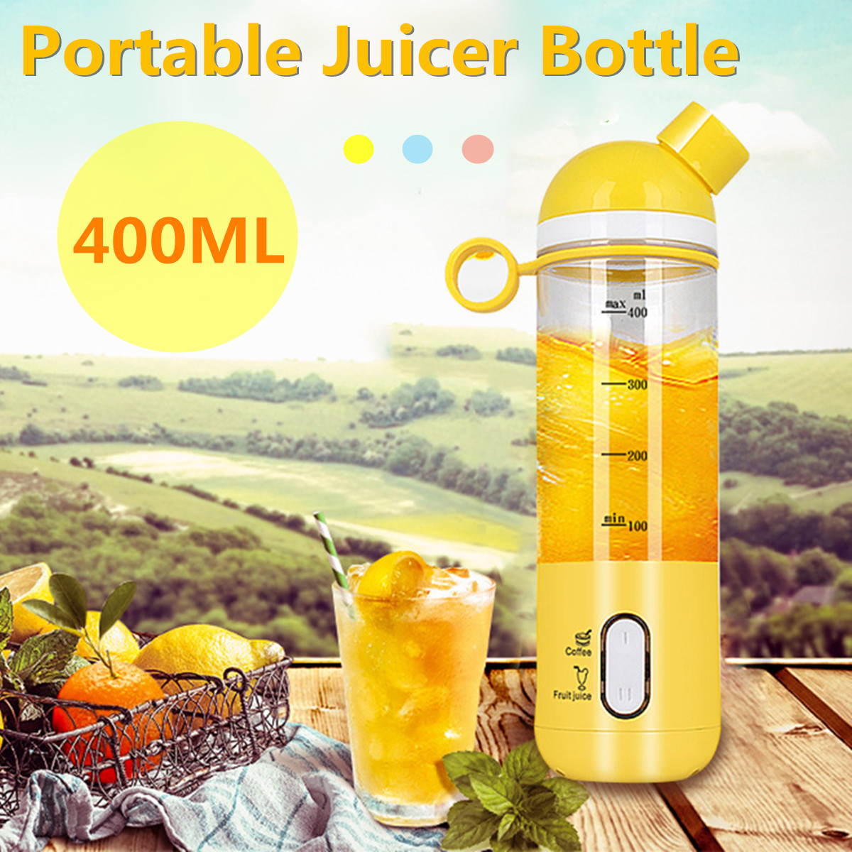 400ml USB Electric Fruit Juicer Smoothie Blender Portable Travel Coffee Maker Bottle Juice Cup 13