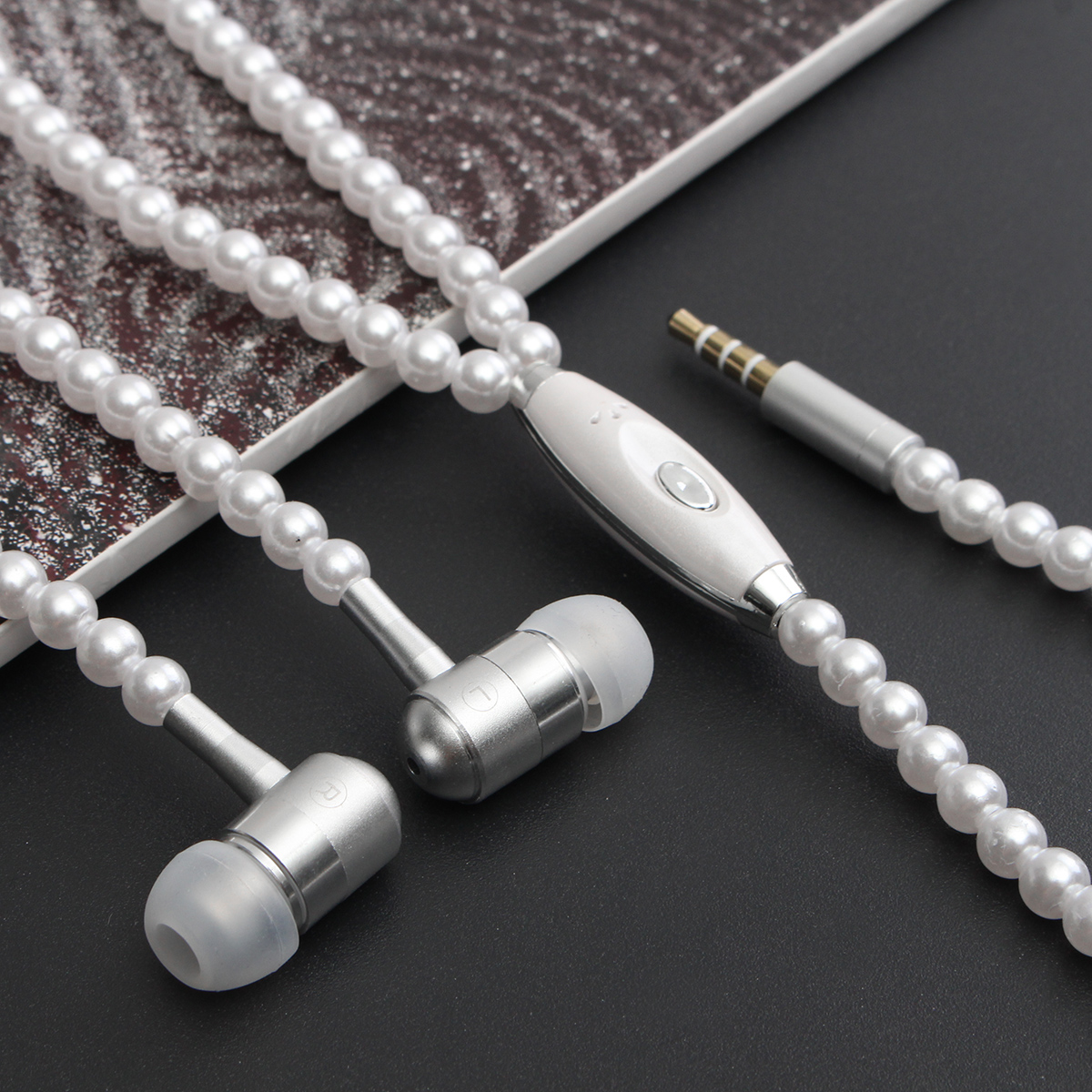 Pearls Earphones Jewellery Necklace 3.5mm Earphone Headphone For Smartphone
