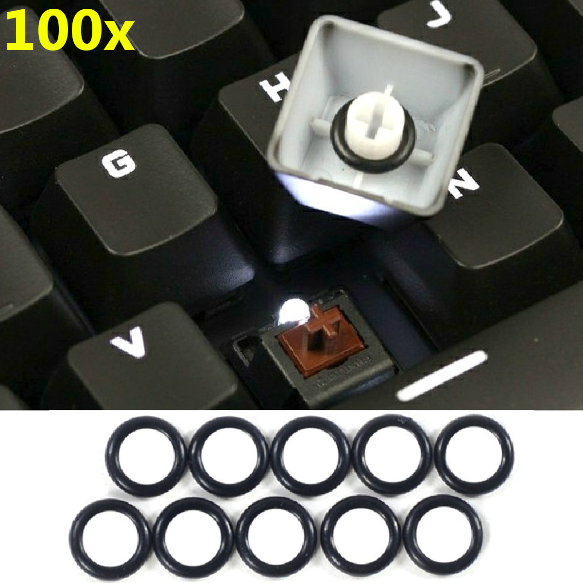 100 Mechanical Keyboard Keycap Rubber O-Ring Switch Dampeners for Cherry MX 43