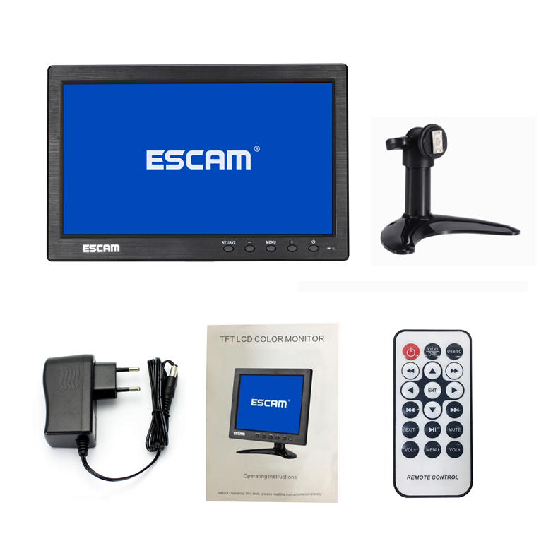 ESCAM T10 10 inch TFT LCD 1024x600 Monitor with VGA HDMI AV BNC USB for PC CCTV Security Camera 29