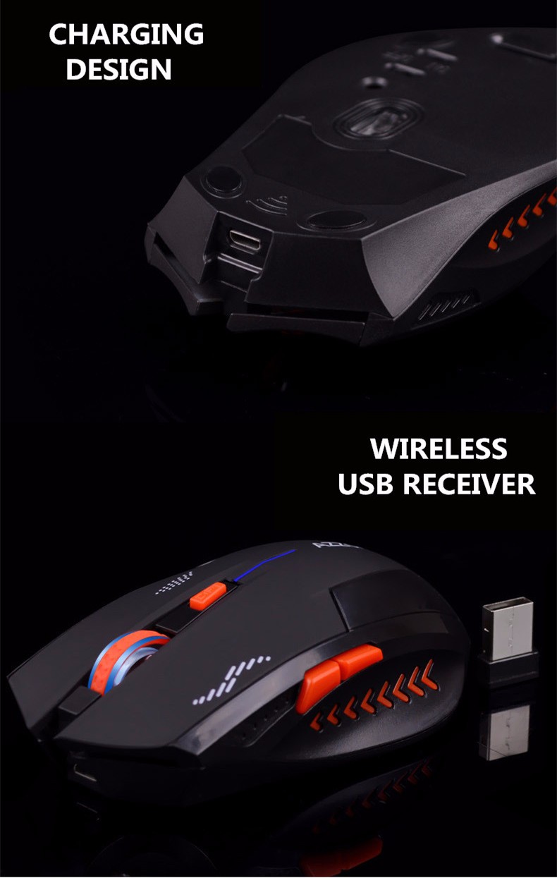 Azzor Wireless 2400DPI 2.4GHz Silence Ergonomic Laser Gaming Rechargeable Mouse 11