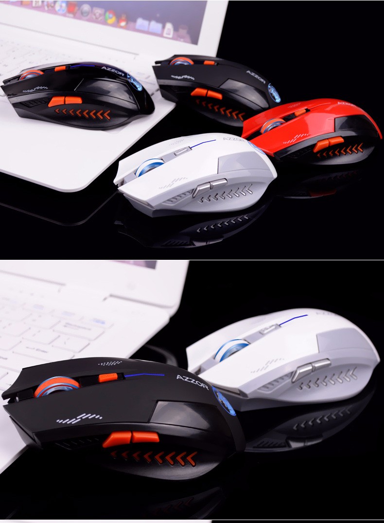 Azzor Wireless 2400DPI 2.4GHz Silence Ergonomic Laser Gaming Rechargeable Mouse 12