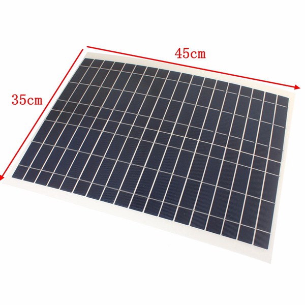 12V 20W 45CM x 35CM PolyCrystalline Solar Panel With Alligator Clip Wire 13