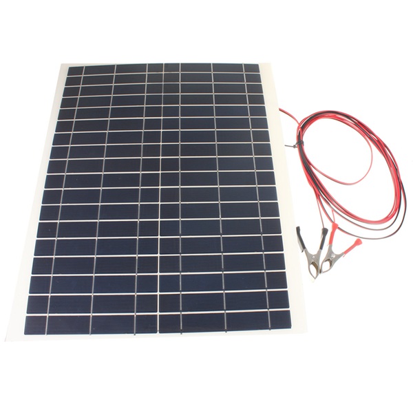12V 20W 45CM x 35CM PolyCrystalline Solar Panel With Alligator Clip Wire 12
