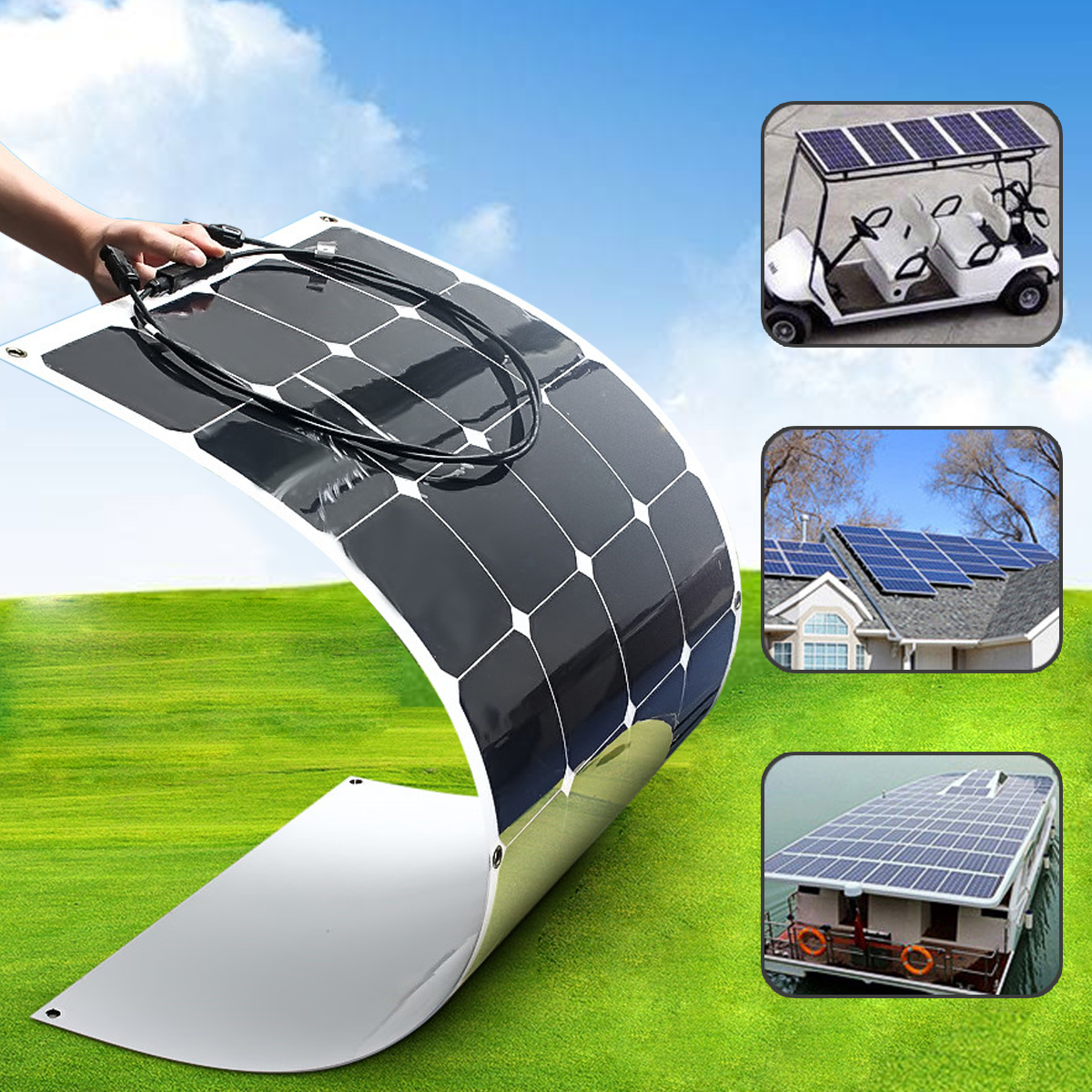 18V 100W Semi Flexible Monocrystalline Solar Panel Battery RV Photoelectricity 8
