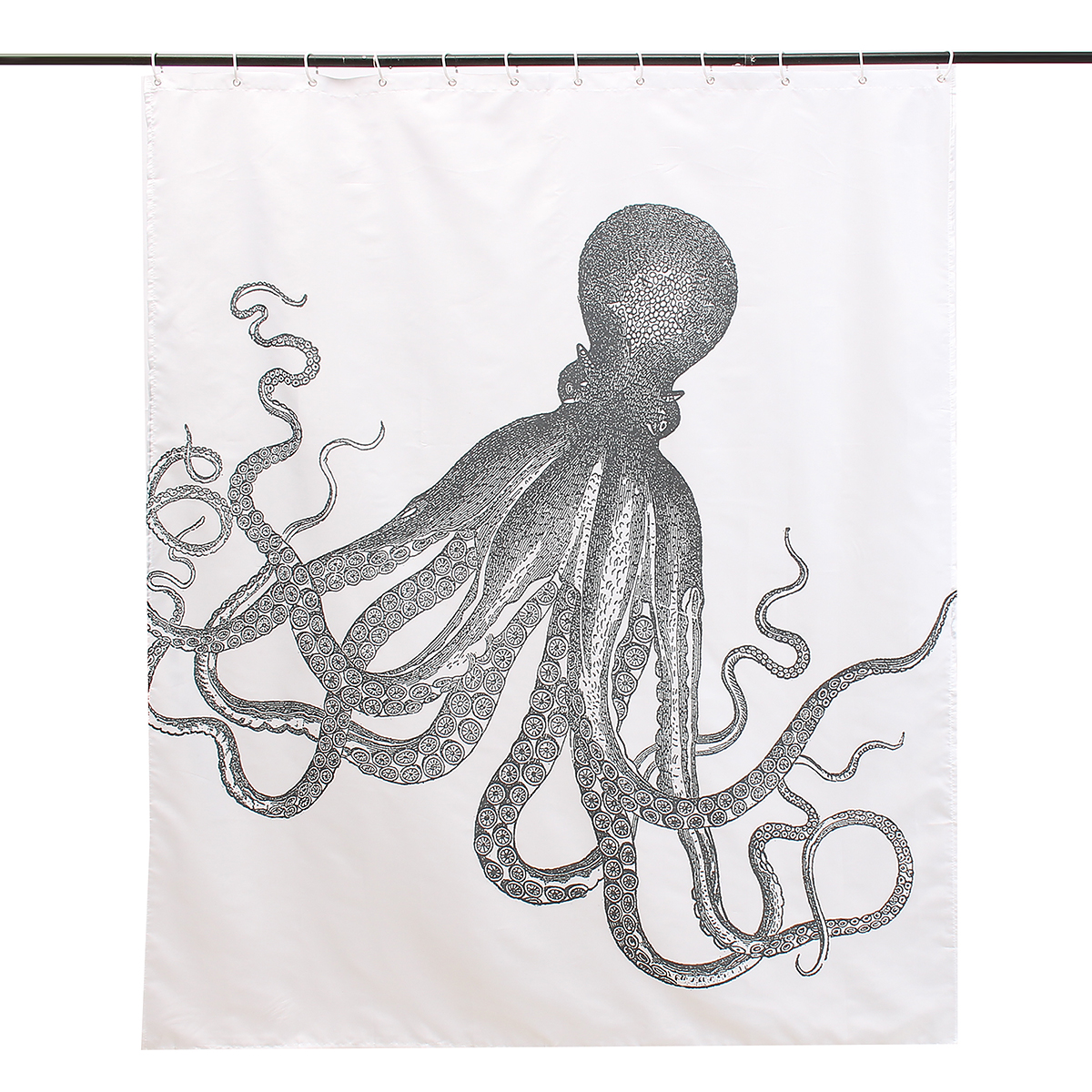 150x180cm Waterproof Halloween Octopus Polyester Shower Curtain Bathroom Decor with 12 Hooks