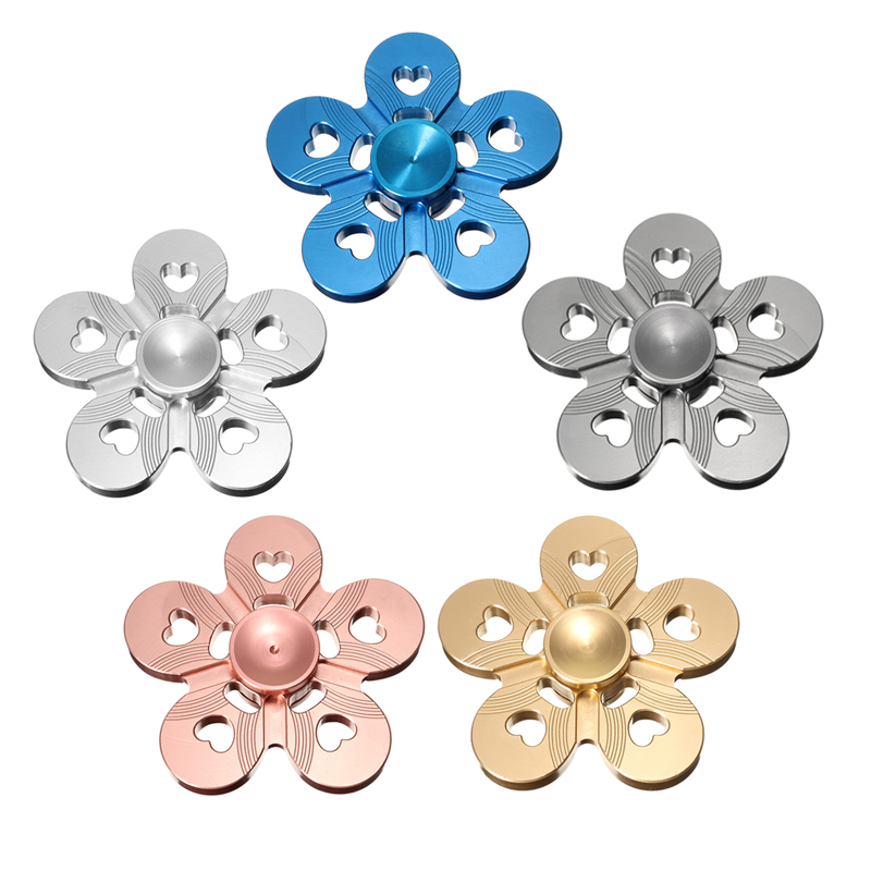 

Aluminum Alloy Five Leaves Colorful Fidget Hand Spinner EDC Reduce Stress Focus Attention Toys