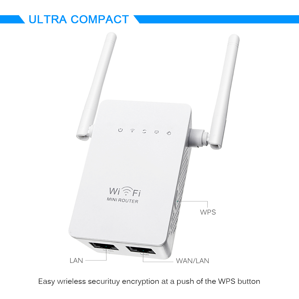 300Mbps 802.11 Dual Antennas Wireless Wifi Range Repeater Booster AP Router UK Plug 100