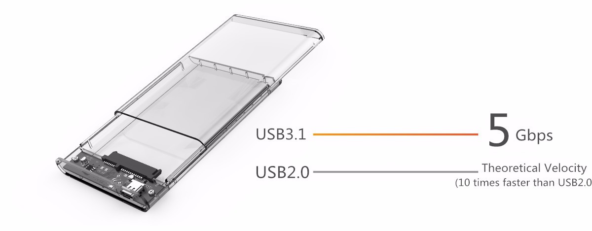 ORICO 2.5 inch Type-C to SATA3 Transparent Hard Drive Enclosure External SSD HDD Case Support UASP 44