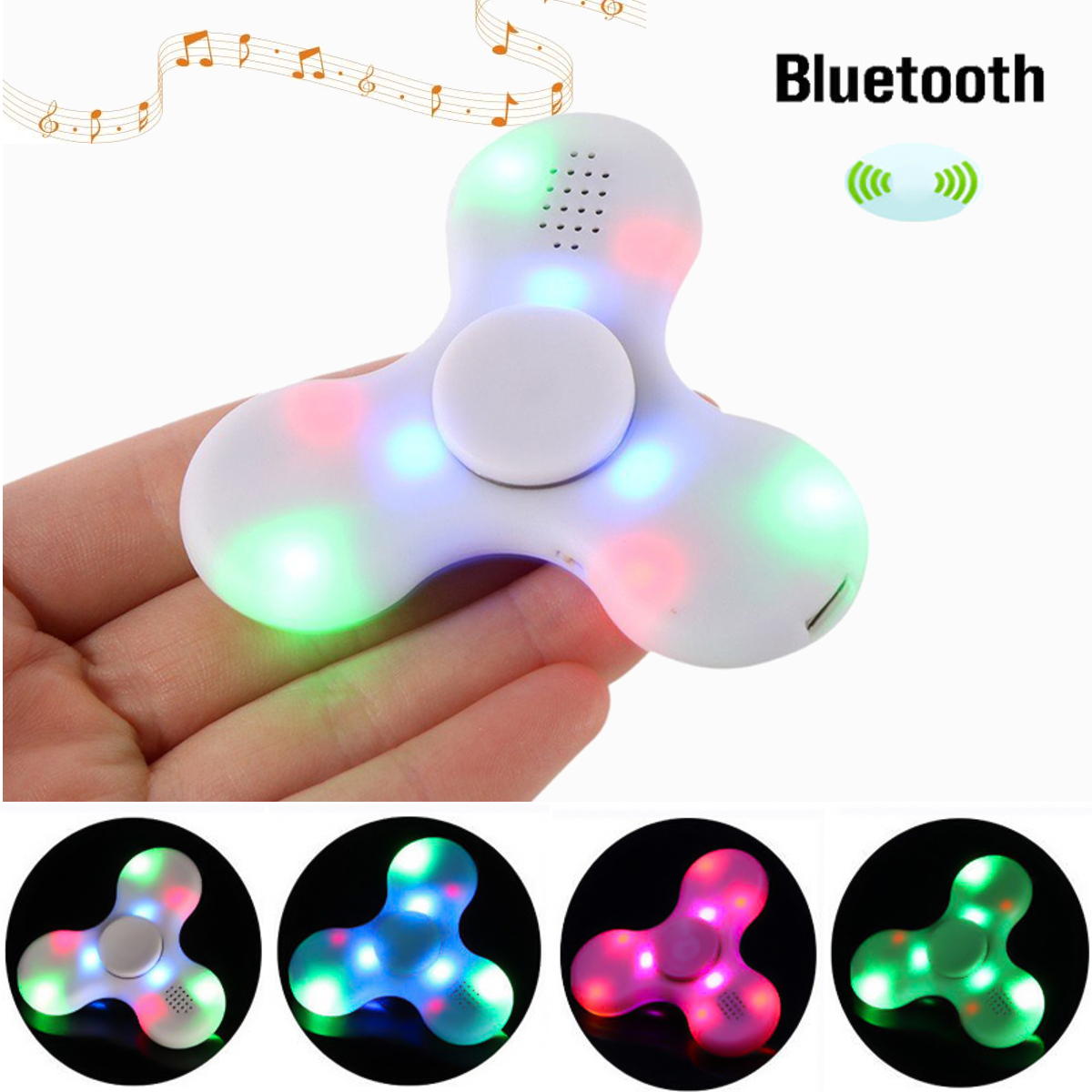 

ECUBEE Bluetooth Hand Spinner Chargeable Music LED Fidget Spinner Finger Focus Reduce Stress Gadget
