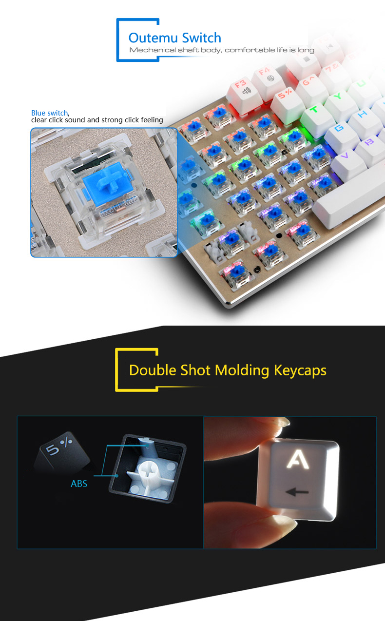 E-element Z88 81 Key NKRO USB Wired RGB Backlit Mechanical Gaming Keyboard Outemu Blue Switch 7