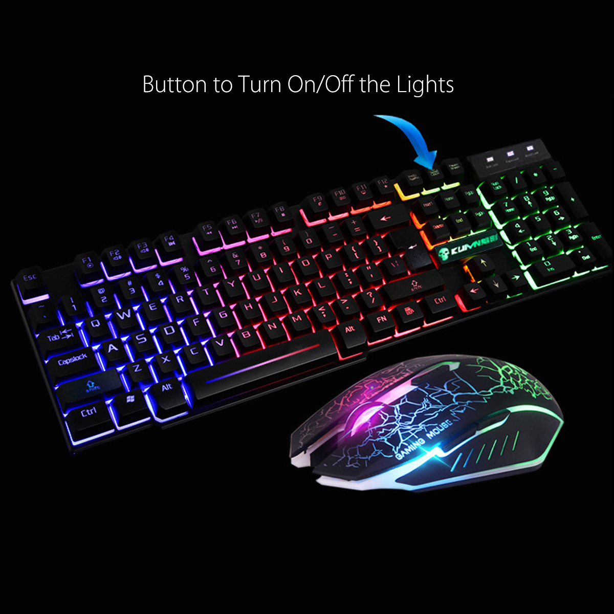 Colorful Backlight USB Wired Gaming Keyboard 2400DPI LED Gaming Mouse Combo with Mouse Pad 25