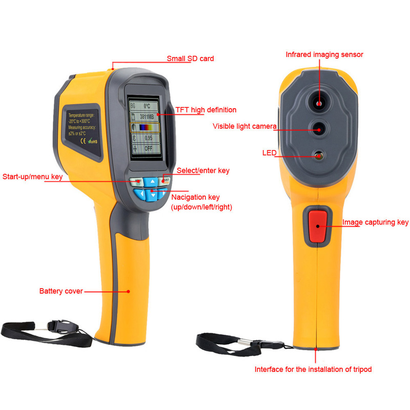 HT02 Handheld Thermograph Camera Infrared Thermal Camera Digital Infrared Imager Temperature Tester with 2.4inch Color LCD Display 62