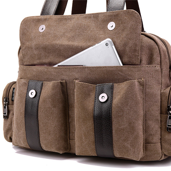 Women Multi Zipper Pockets Canvas Handbags Casual Shoulder Bags Autumn Crossbody - US$45.99