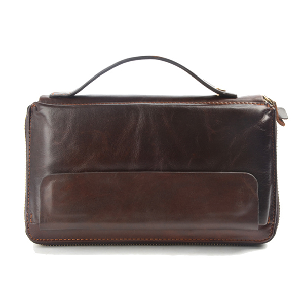 

Men Genuine Leather Long Wallet Business Phone Bag Wrist Bag