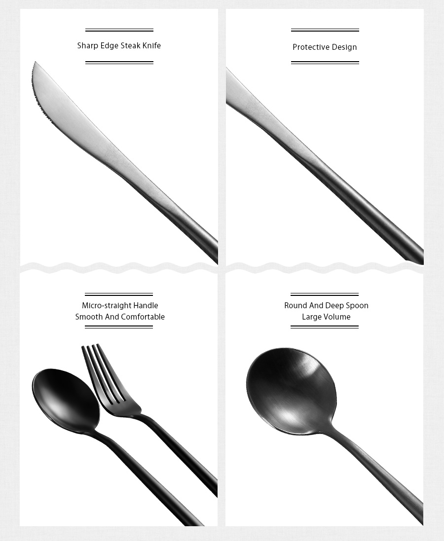 KCASA FL2 4 Pieces Food Grade 304 Stainless Steel Flatware Set Matte Dinnerware Cutlery Tableware 