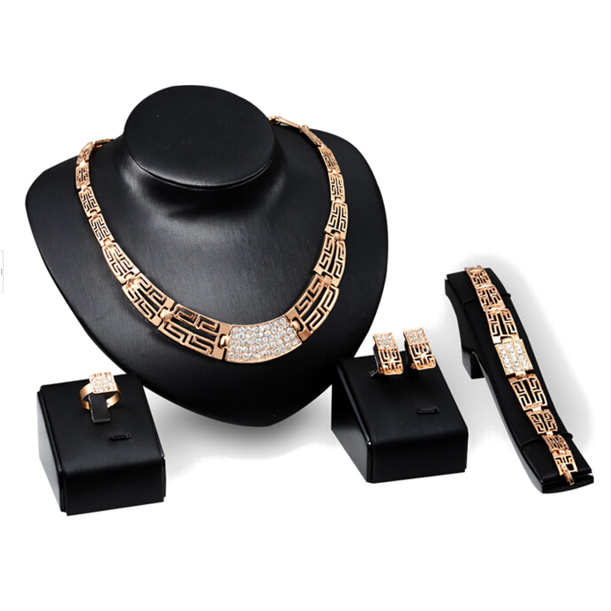 Gold Plated Crystal Jewelry Set