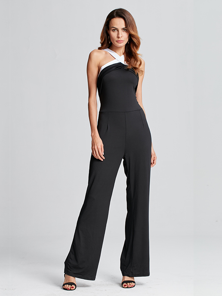Celmia Casual Women Off Shoulder Sleeveless  Backless Strap Sexy Jumpsuit