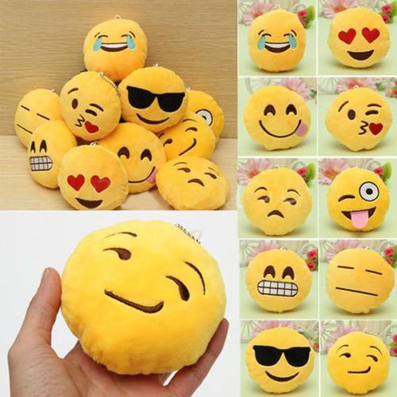 15PCS 8CM Cute Emoji Keyrings Plush Key Chains